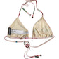 Pink Nylon Floral Halter Beachwear Bikini Top