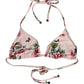 Pink Nylon Floral Halter Beachwear Bikini Top