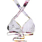 White Floral Print Triangle Beachwear Bikini Top