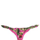 Fuchsia Pink Fig Print Beachwear Bikini Bottom