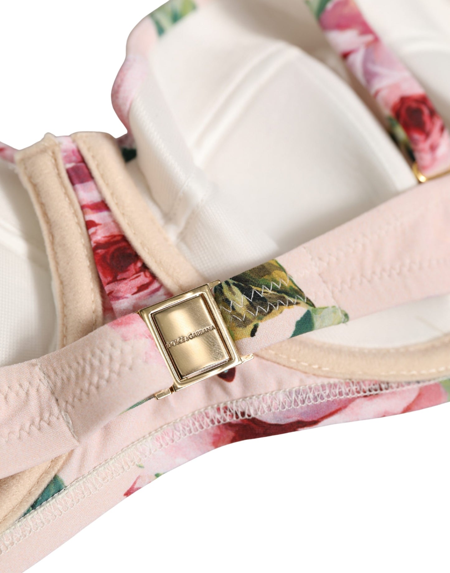 Pink Floral Print Underwire Beachwear Bikini Top