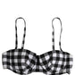 Black White Gingham Check Beachwear Bikini Top