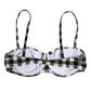 Black White Gingham Check Beachwear Bikini Top