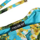 Blue Floral Print Nylon Beachwear Bikini Bottom