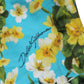 Blue Floral Print Nylon Beachwear Bikini Bottom