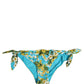 Blue Floral Print Nylon Beachwear Bikini Bottom