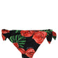 Black Floral Print Nylon Beachwear Bikini Bottom