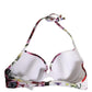 White Floral Print Nylon Beachwear Bikini Top