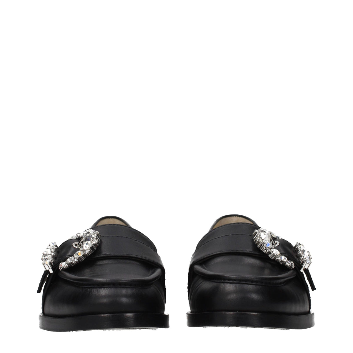 Black Leather Slip-On Loafers