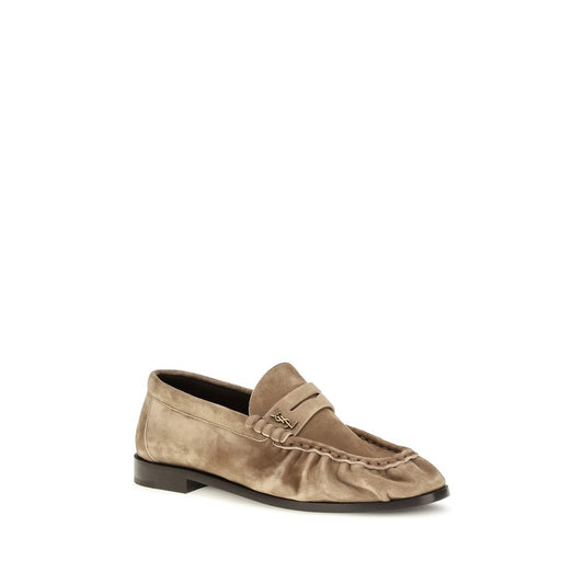 Beige Calf Leather Bos Taurus Slip-On Loafers