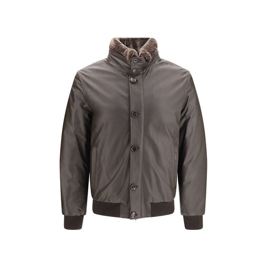 Brown Leather Full-Length Jacket