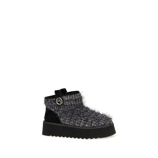 Black Fabric Ankle Boots