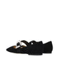 Black Leather Ballet Flats