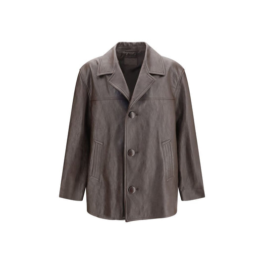 Black Wool Oves Aries Leather Jacket