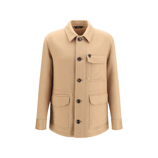 Beige Cashmere Leather Jacket