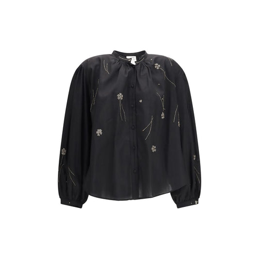 Black Cotton Pattern Shirt