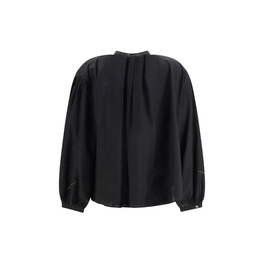 Black Cotton Pattern Shirt