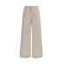 Beige Cotton Casual Pants