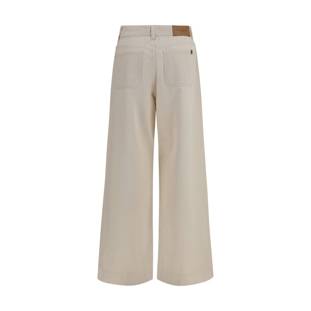 Beige Cotton Casual Pants