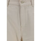 Beige Cotton Casual Pants