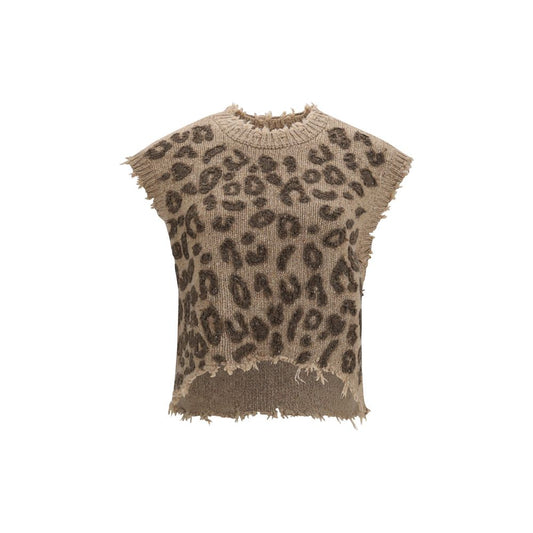 Beige Cashmere Sleeveles Sweater