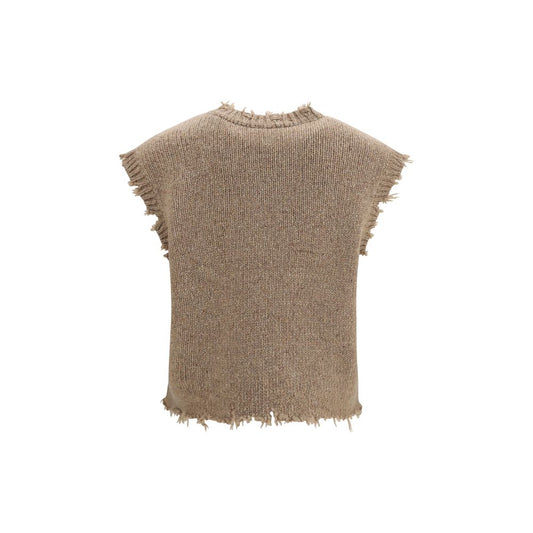 Beige Cashmere Sleeveles Sweater