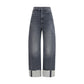 Black Cotton Cropped Jeans