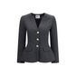 Gray Polyester Full-Length Jacket