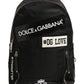 Men Black #DG LOVE Logo Patches Nylon Backpack Bag