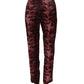 Burgundy High Waist Patterned Straight Trouser Pants