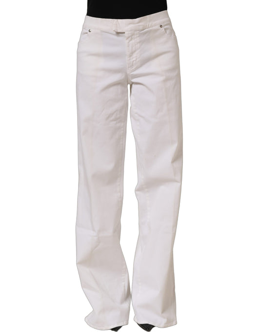 White High Waist Wide Leg Denim Trouser Jeans
