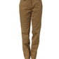 Brown Straight Cotton Stretch Chino Pants