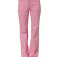 Pink Mid-Waisted Flared Denim Casual Jeans