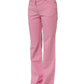 Pink Mid-Waisted Flared Denim Casual Jeans