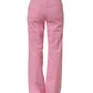 Pink Mid-Waisted Flared Denim Casual Jeans