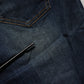 Dark Blue Washed Mid-Waisted Flared Denim Casual Jeans