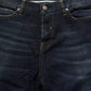 Dark Blue Washed Mid-Waisted Flared Denim Casual Jeans