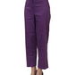 Violet Cotton Stretch High Waist Cropped Trouser Pants