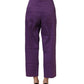 Violet Cotton Stretch High Waist Cropped Trouser Pants