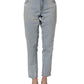 Light Blue High Waist Tapered Denim Cotton Stretch Jeans