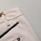 Beige Low Waist Tapered Women Cropped Trousers Pants