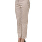 Beige Low Waist Tapered Women Cropped Trousers Pants