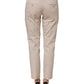 Beige Low Waist Tapered Women Cropped Trousers Pants
