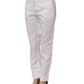 White Low Waist Straight Formal Trouser Pants
