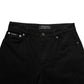 Black Cotton Stretch Straight Denim Jeans