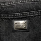 Black Cotton Stretch Straight Denim Jeans