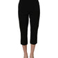 Black Viscose High Waist Capri Trouser Pants
