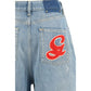 Blue Cotton Boyfriend Jeans