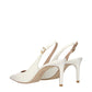 Beige Leather High Heel Pumps