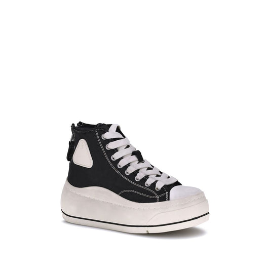 Black Cotton Platform Sneakers